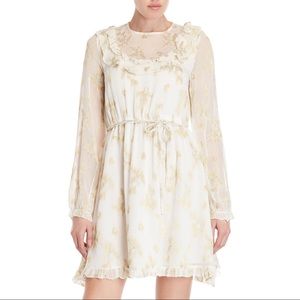 Cream and Gold Tamisha Jacquard Dress